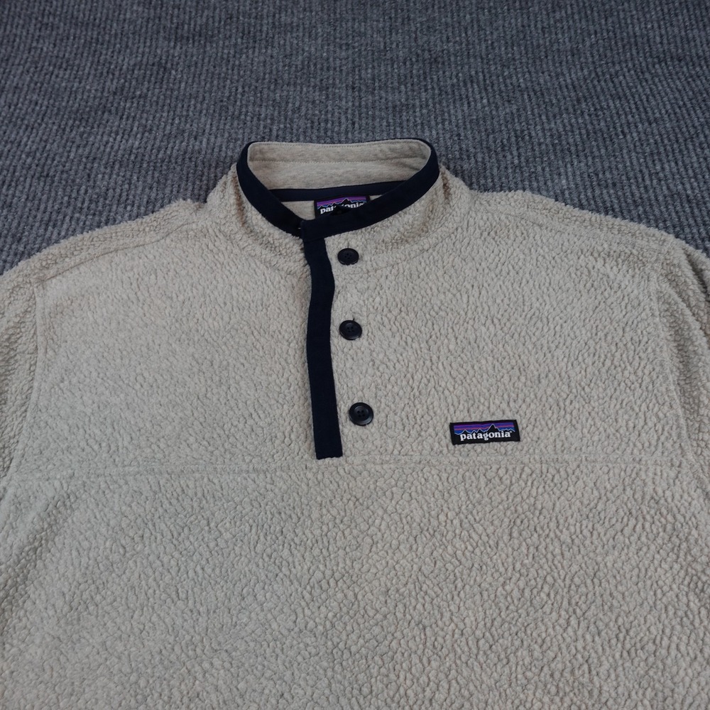 Patagonia Shearling Button Pullover Mens 2XL Oatmeal Fleece 26140 FA22 - Picture 2 of 9